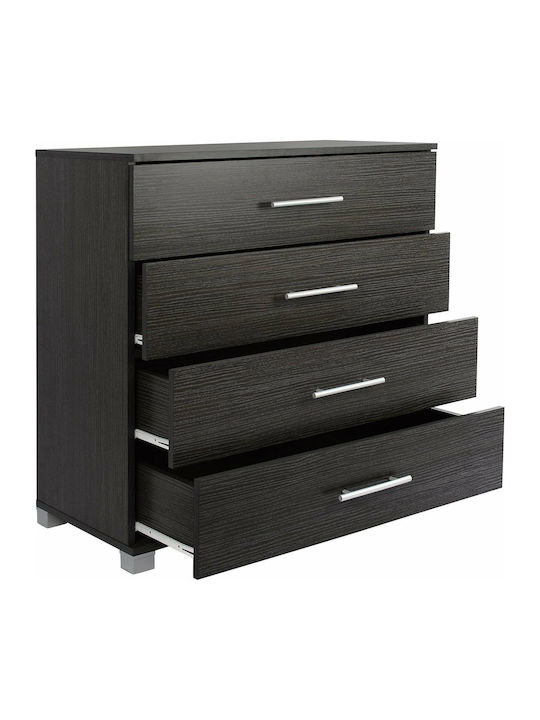 Wooden Bedroom Chest of Drawers Zebrano with 4 Drawers 75x40x83cm