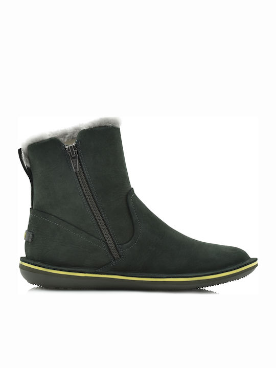 Beetle Wildleder Stiefeletten Damen mit Pelz Khaki