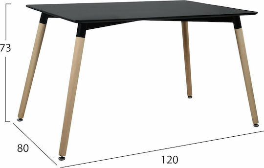 Dining Room 5pcs Black 120x80cm