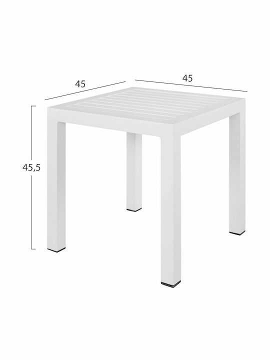 Auxiliary Outdoor Aluminum Table White 45x45x45cm