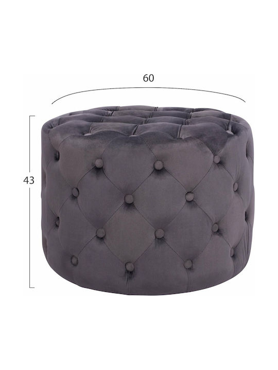 Stool For Living Room Upholstered with Velvet Kassie Gray 60x60x43cm