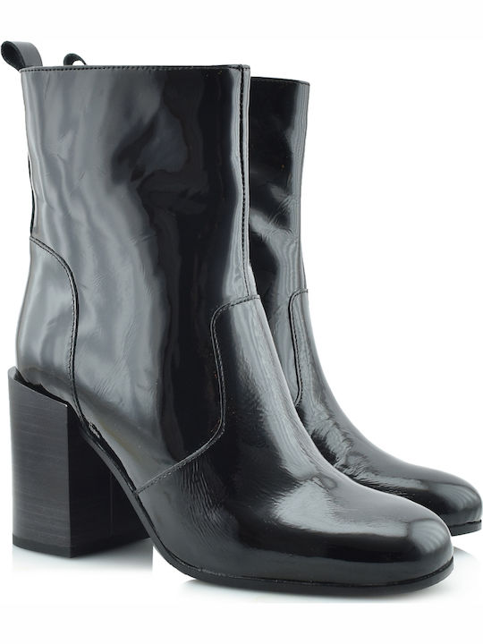 Paola Ferri 4777 Women's Ankle Boots made of Patent Leather with High Heel Black