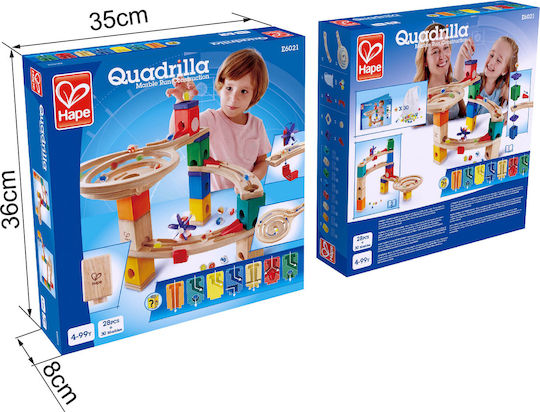 Hape Jucărie de Construcție din Lemn Quadrilla Marble Run pentru Copii 4+ ani+ Ani
