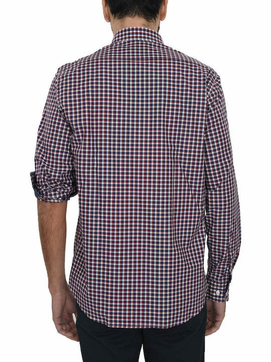 PAUL&SHARK BUTTON DOWN SHIRT PLAID BURGUNDY-BLUE