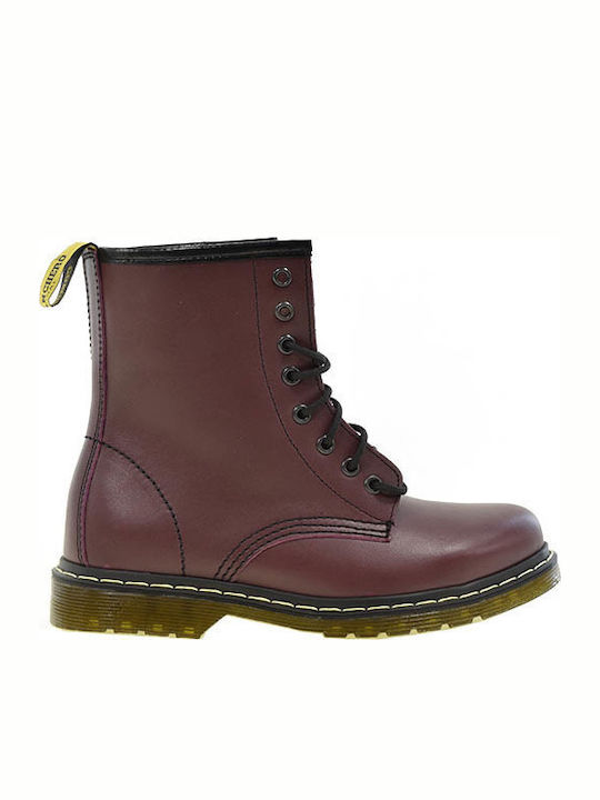 Leather Women's Ankle Boots Burgundy