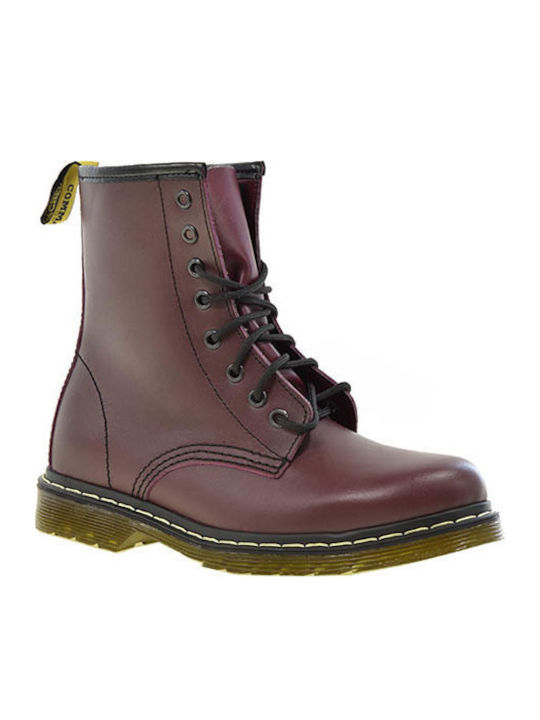 Leather Women's Ankle Boots Burgundy
