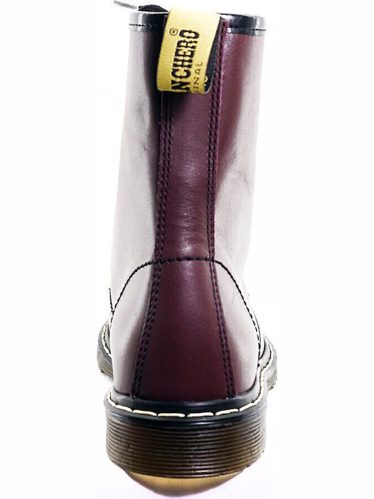 Leather Women's Ankle Boots Burgundy