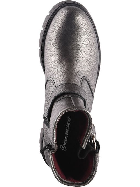 Leder Stiefeletten Damen Silber