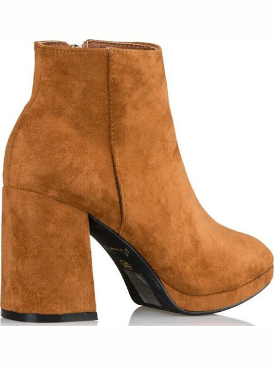 Suede Women's Ankle Boots Orange