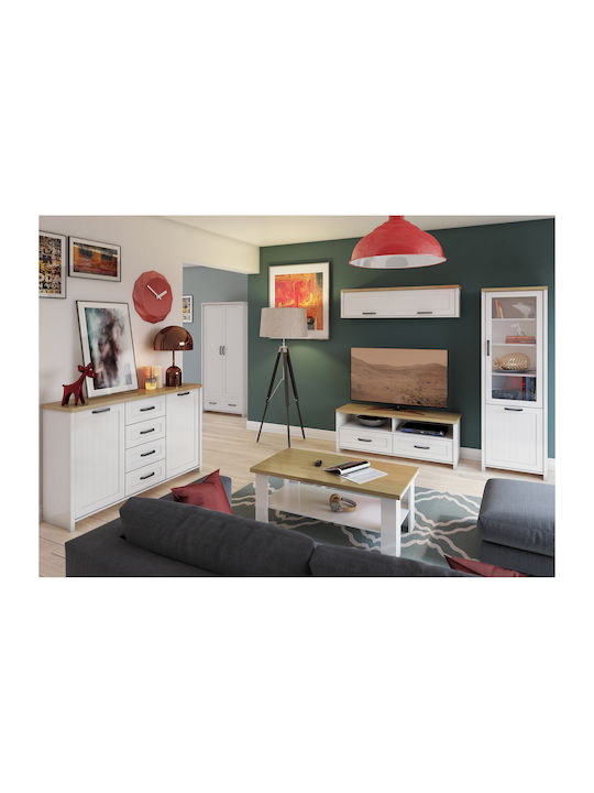 Verne Wandvitrine Wohnzimmer aus Spanplatte Weiß 137.9x30x35cm