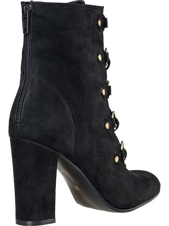 Leder Stiefeletten Damen Schwarz