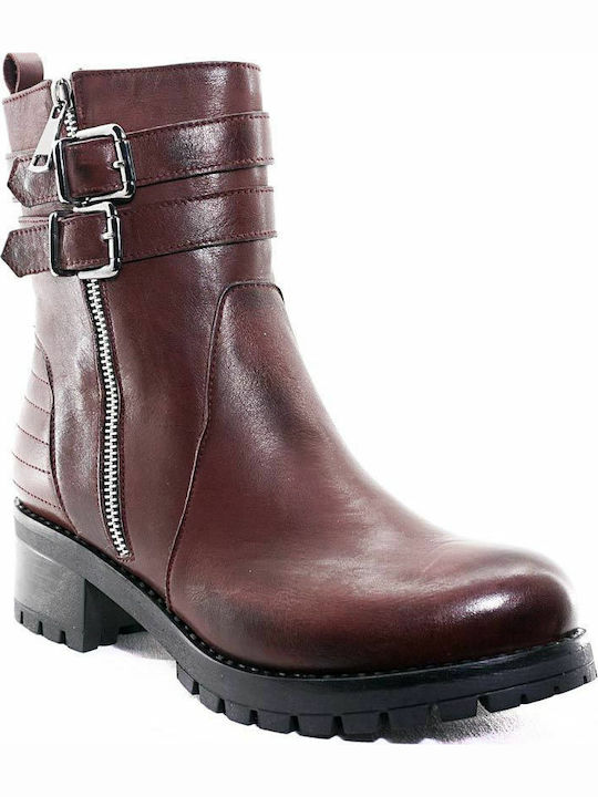 Fardoulis 301 Leather Women's Ankle Boots Burgundy 301-17