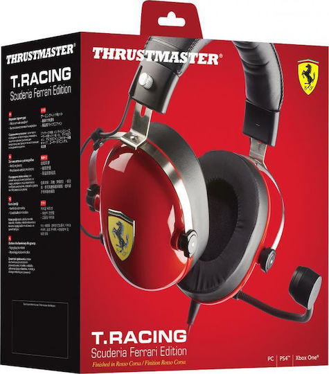 Thrustmaster T.Racing Scuderia Ferrari Edition Over Ear Gaming Headset με σύνδεση 3.5mm Κόκκινο