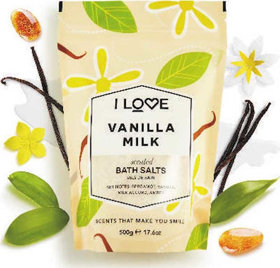 I Love Cosmetics Bath Salt Scented Bath Salts Vanilla Milk with Cystals with Fragrance Vanilla 500gr