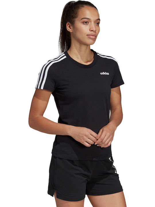 Essential 3-Stripes Slim Damen T-Shirt Schwarz