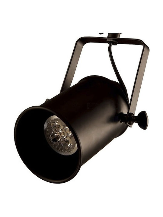 GloboStar Industrial Hollywood Single Spot with Socket E27 in Black Color