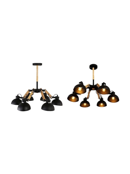 GloboStar Oldschool Pendant Light Black Bell for 6 Bulbs E27 75x75x40cm