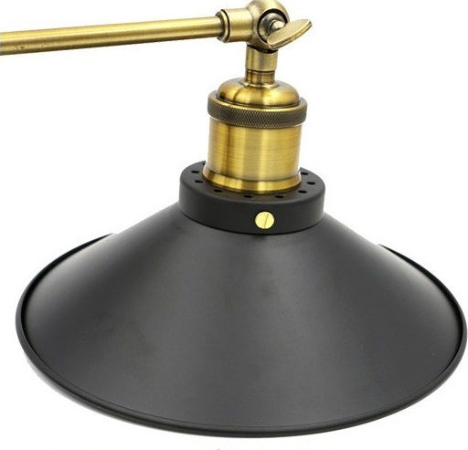 GloboStar Industrial Industrial Wall Lamp with E27 Lamp Bulb Base Black 21x18cm