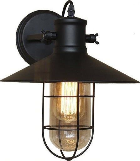 GloboStar Vinty Industrial Wall Lamp with E27 Lamp Bulb Base Black 27x33x33cm