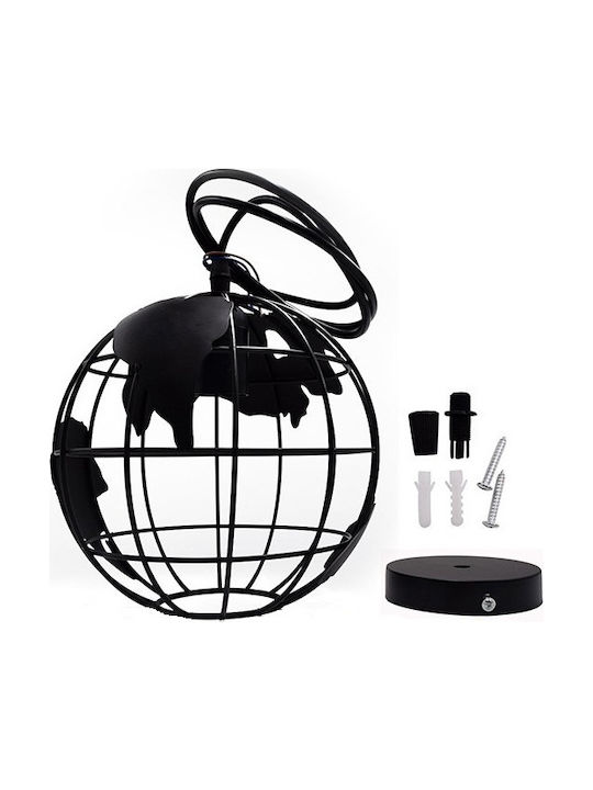 GloboStar Earth Pendant Light Black with Socket E27 30cm