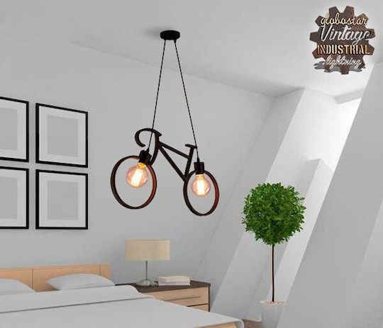 GloboStar Bike Black Ceiling Light with E27 Socket 67x3.5x41cm