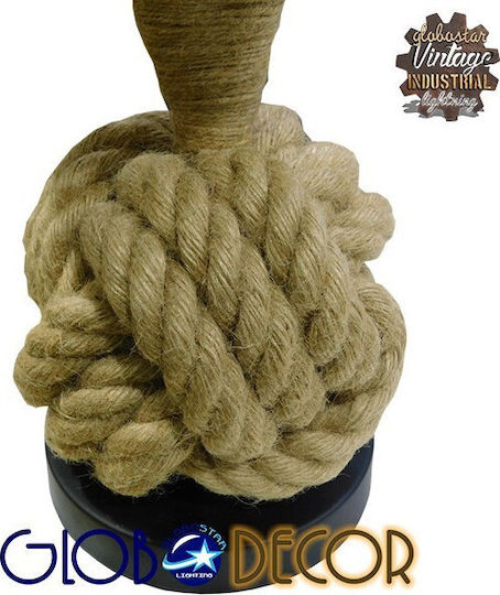 GloboStar Monkey Fist Vintage Table Lamp from Rope for Socket E27 with Beige Shade and Brown Base