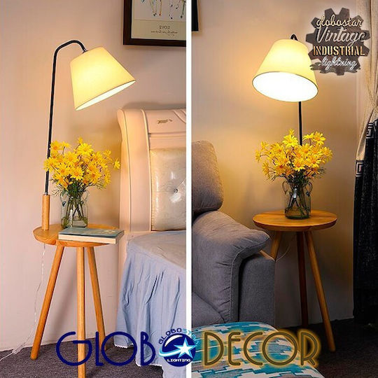 GloboStar Tiffany Floor Lamp H140xL40cm with E27 Lamp Bulb Base Beige & White