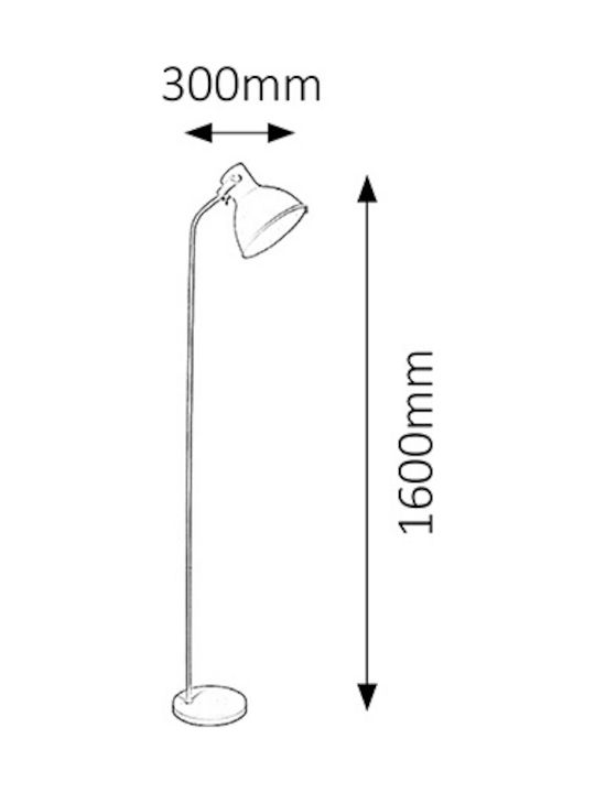 Rabalux Derek Lampă de podea Î160xL30cm. cu Soclu pentru Bec E27 Alb