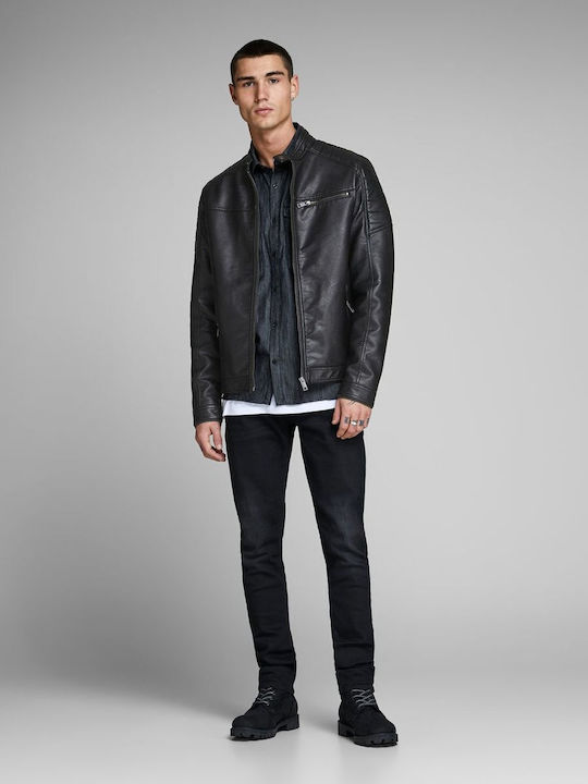 Faux Leather Jacket Biker Black / PU