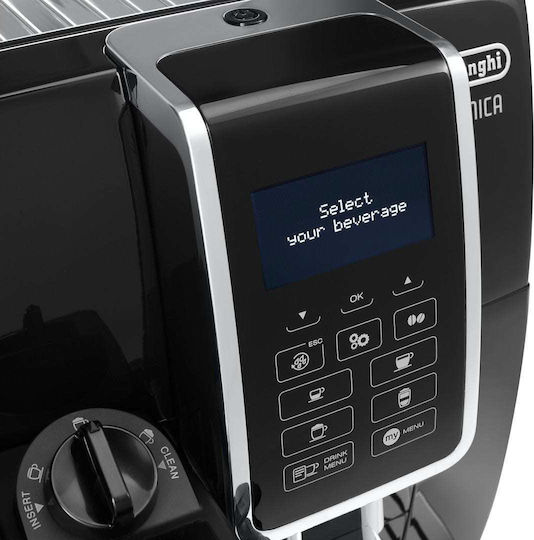 De'Longhi Dinamica Automatic Espresso Coffee Machine 1450W Pressure 15bar for Cappuccino with Grinder Black ECAM350.55.B