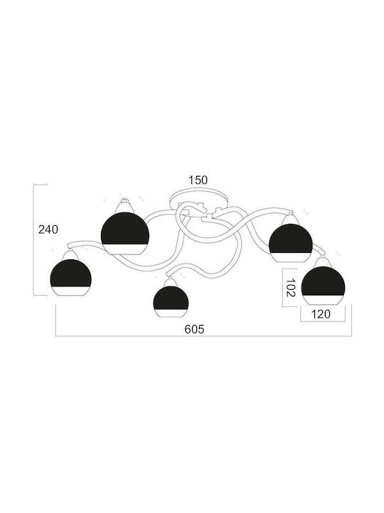 Aca Modern Metallic Ceiling Mount Light with Socket E27 in Silver color 61pcs