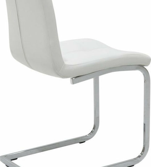 Darrell Dining Room Artificial Leather Chair White / Chrome 41x54x107cm 2pcs