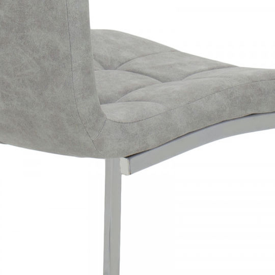Darrell Dining Room Artificial Leather Chair Grey / Chrome 41x54x107cm 2pcs