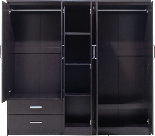 Olympus Dulap Cinci Uși Cu Oglindă Wenge 198x57x183cm