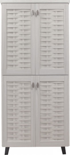 Mantam Wooden Shoe Organizer with 8 Shelves White 78x40x170.5cm