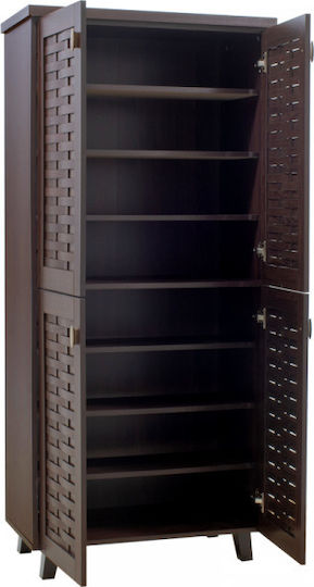 Mantam Wooden Shoe Organizer with 8 Shelves Brown 78x40x170.5cm