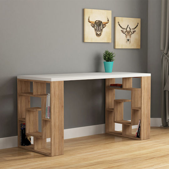 Birou Labirent Din Lemn Bej 140x60x75cm