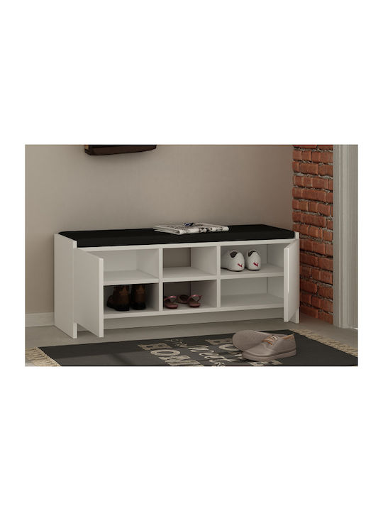 Suport pentru pantofi Zulla cu 2 Rafturi Albă L110xW37xH43cm