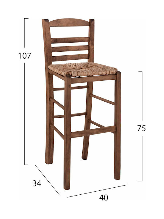 Σκαμπό Μπαρ Ψάθινο Jhett Καρυδί 41x43x105εκ.