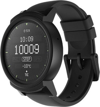Ticwatch E 45mm Smartwatch με Παλμογράφο (Μαύρο)