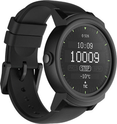 Ticwatch E 45mm Smartwatch με Παλμογράφο (Μαύρο)
