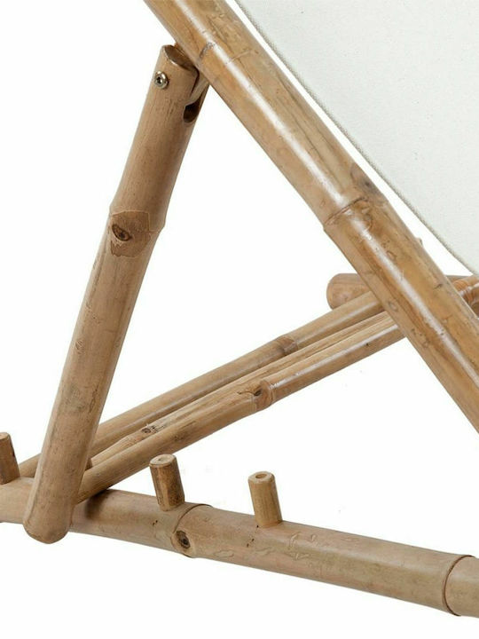Liegestühle Bambus mit Weiß Stoff 112x60x75cm