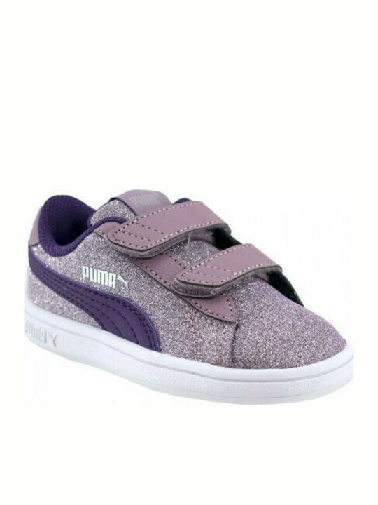 Puma Smash Kids Sneakers with Hoop & Loop Closure Purple