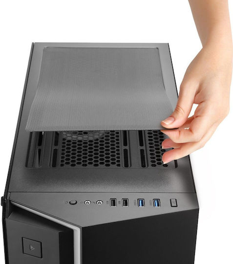 Inter-Tech S-3906 Renegade Gaming Midi-Turm Computergehäuse mit Seitenfenster und RGB-Beleuchtung Schwarz