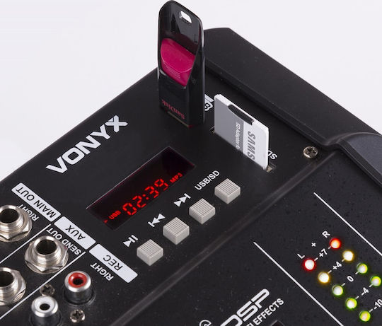 Vonyx AM5A 172.573 Active Analog 5 Channel Console with Phantom Power & 4 XLR Inputs & Bluetooth
