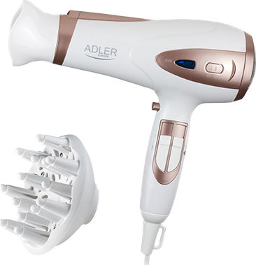 Adler Ionic Hair Dryer with Diffuser 2400W Bronze,White AD-2248