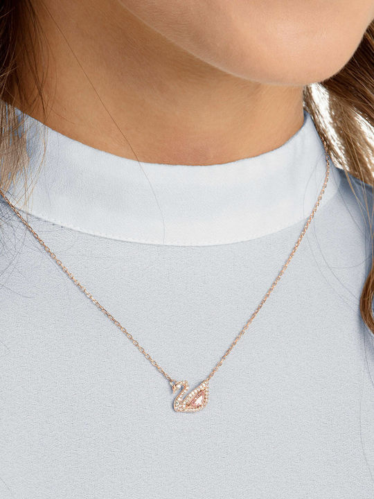 Swarovski Dazzling Swan Necklace with Pink Gold Plating Swarovski Dazzling Swan Necklace with Pink Gold Plating