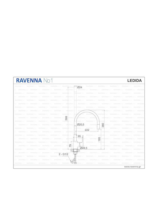 Ravenna Ledida U-Shaped Kitchen Faucet Counter Red