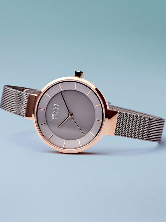 Bering Time Solar Дамски Часовник с Сив Метална Гривна