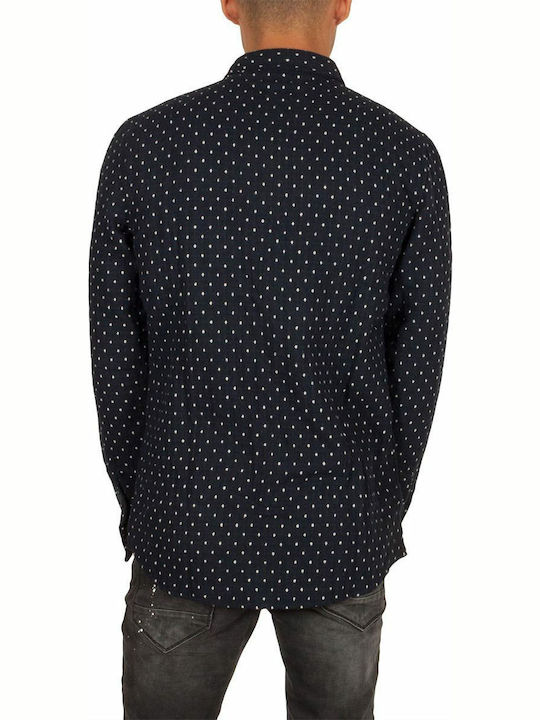 Anerkjendt Loris Men's Shirt Long Sleeve Flannel Polka Dot Navy Blue